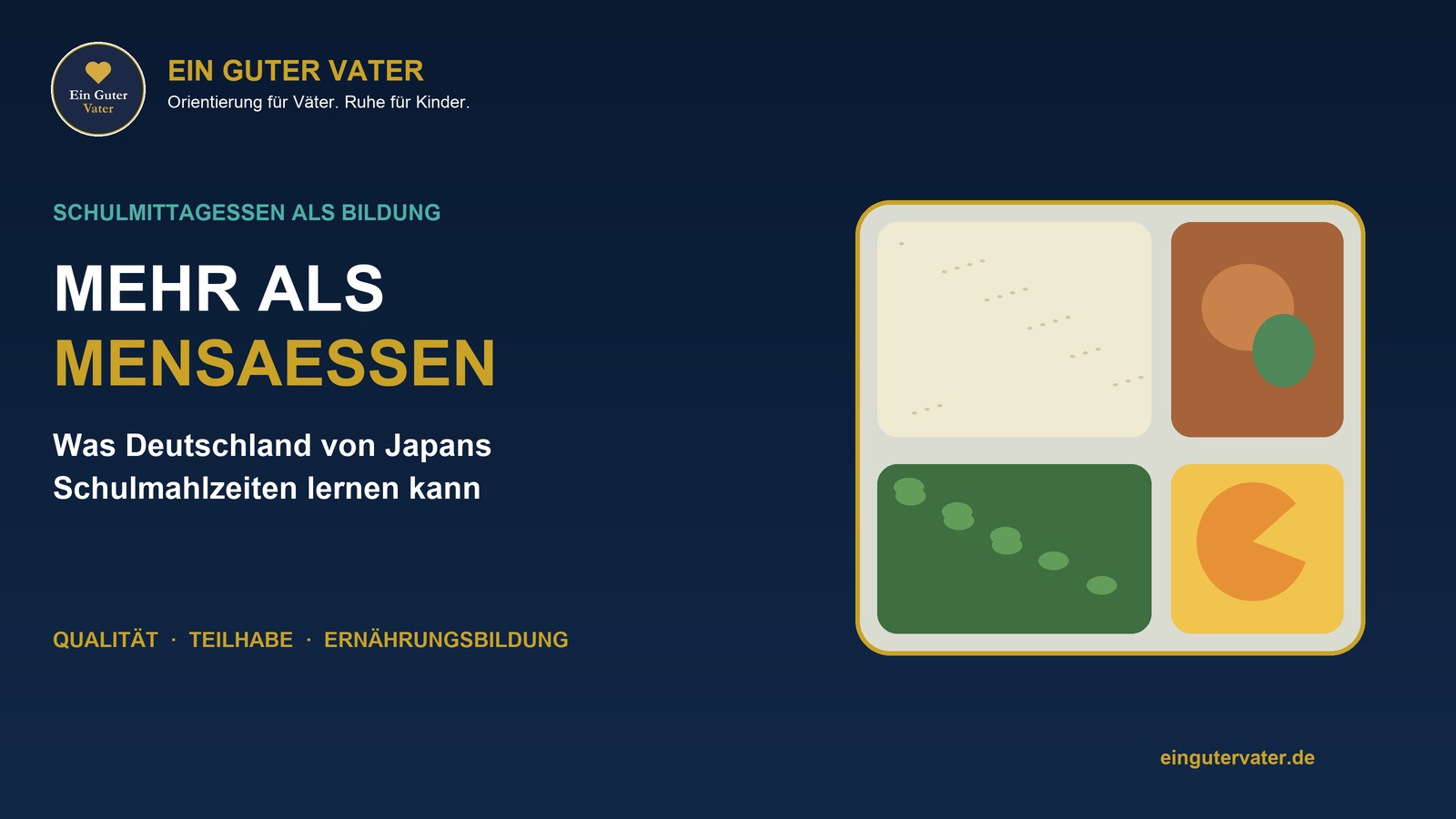 Illustration eines Schulessens auf einem Tablett: Qualität, Teilhabe und Ernährungsbildung